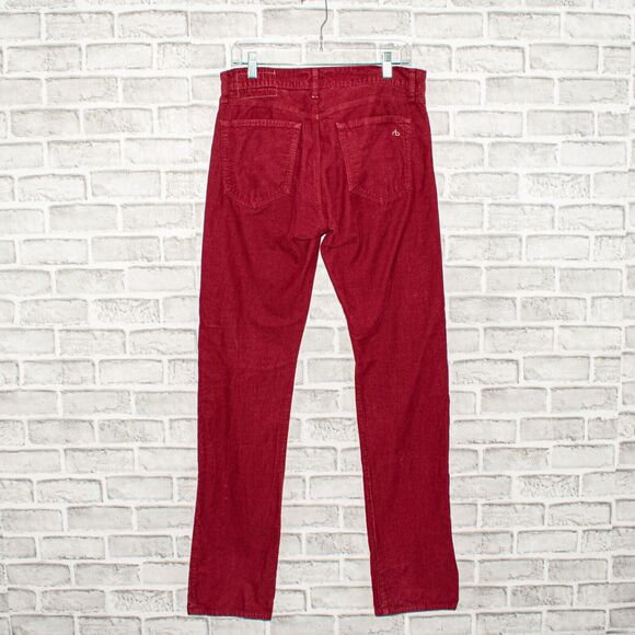 Rag & Bone 31 RB 15X Slim Straight Corduroy Jean Pants Red PFD Size - Picture 1 of 11